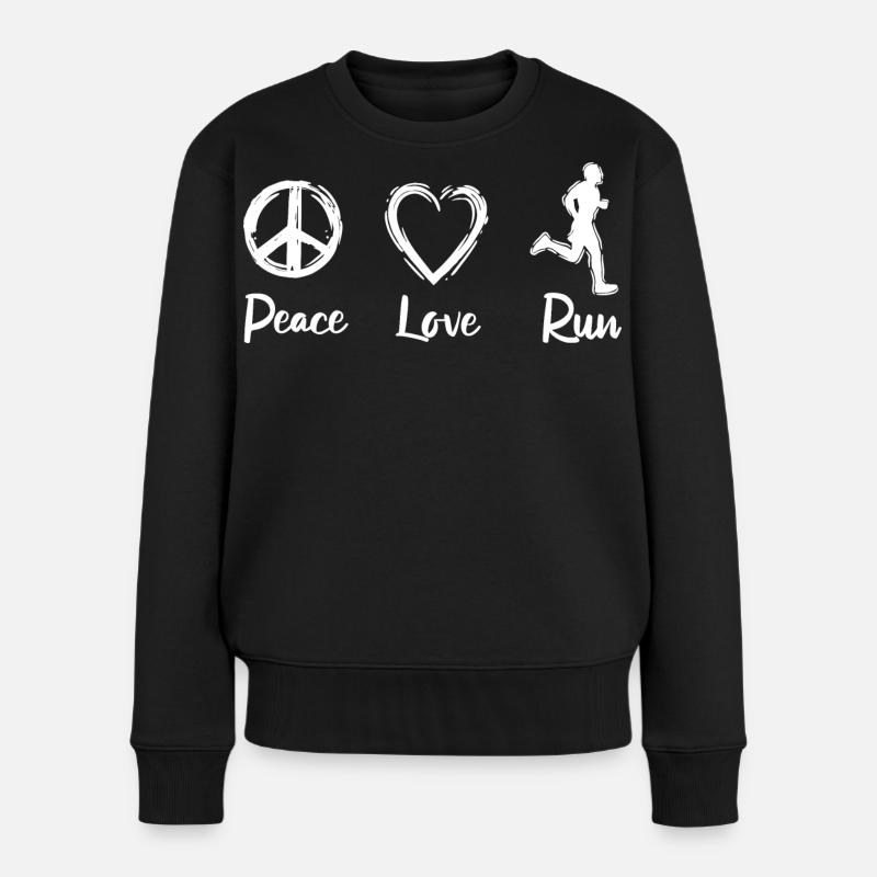 Peace Love Run - Frauen Premium Bio Pullover - Schwarz