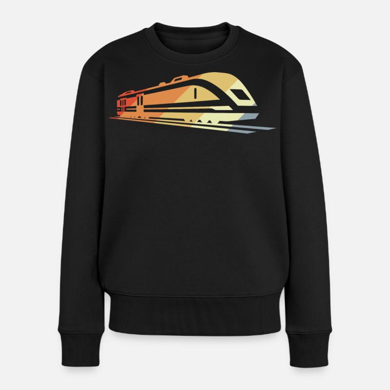 Zug Skizze Vintage - Frauen Premium Bio Pullover - Schwarz