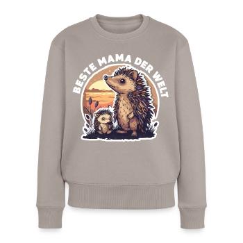 Mama Mutter Beste Mama der Welt Igel Spruch - Frauen Premium Bio Pullover - Taupe - Vorne - Julia (174cm)