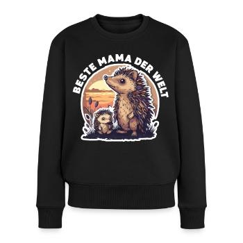 Mama Mutter Beste Mama der Welt Igel Spruch - Frauen Premium Bio Pullover - Schwarz - Vorne - Julia (174cm)