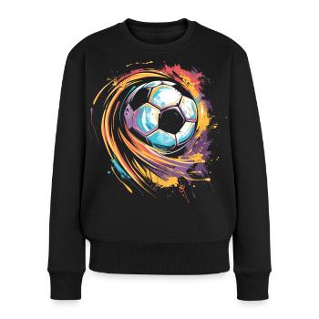 Fußball Streetart - Frauen Premium Bio Pullover - Schwarz - Vorne - Julia (174cm)