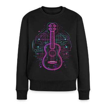 Ukulele Skizze Retro - Frauen Premium Bio Pullover - Schwarz - Vorne - Julia (174cm)