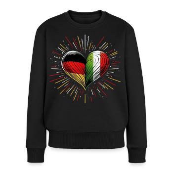 Deutschland liebt Italien, Deutsch-Italienische Freundschaft - Frauen Premium Bio Pullover - Schwarz - Vorne - Julia (174cm)
