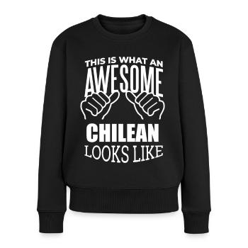 Chile - Frauen Premium Bio Pullover - Schwarz - Vorne - Julia (174cm)