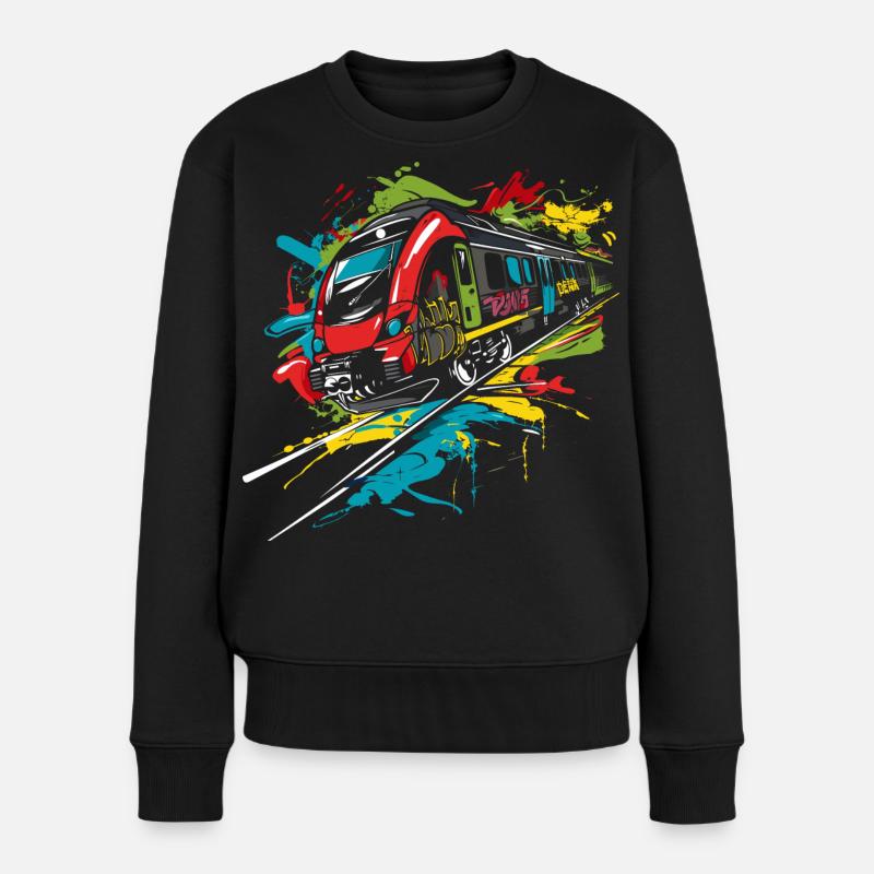 Graffiti Eisenbahn - Frauen Premium Bio Pullover - Schwarz