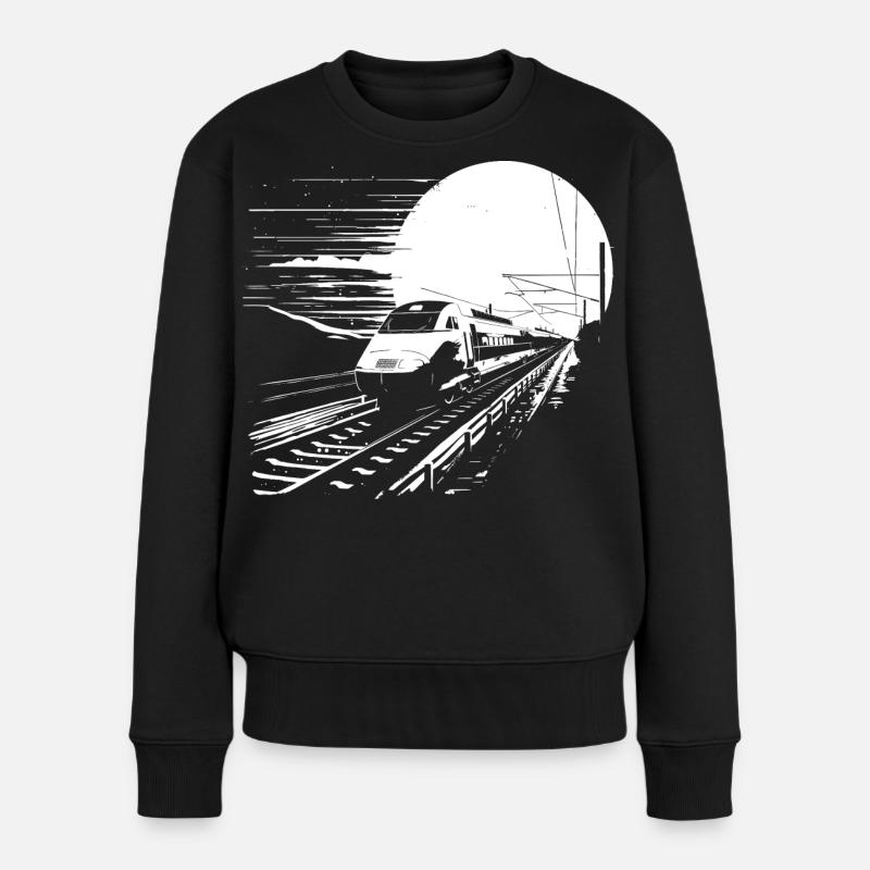 Eisenbahn Grafik - Frauen Premium Bio Pullover - Schwarz