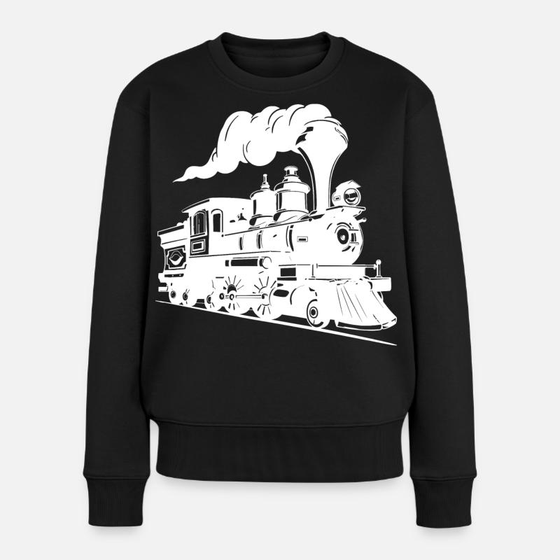Steam Locomotive Graphics - Women's Premium Organic Jumper - black