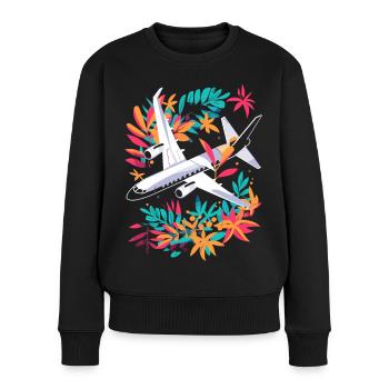 dessin animé d’avion - Pull Premium bio Femme - noir - Devant - Julia (174cm)