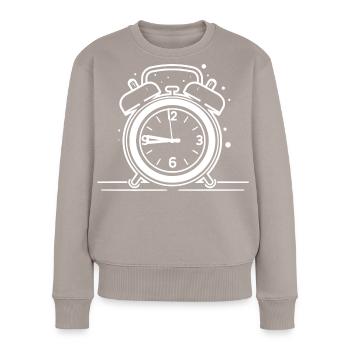 Wecker Skizze - Frauen Premium Bio Pullover - Taupe - Vorne - Julia (174cm)