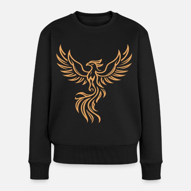Phönix Majestätische Stammeskunst Vogel Feuer Symbol - Frauen Premium Bio Pullover - Schwarz