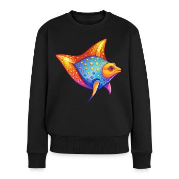 Spotted Eagle Ray Colorful Kawaii Cartoon Clipart - Women's Premium Organic Jumper - black - Front - Julia (174cm)