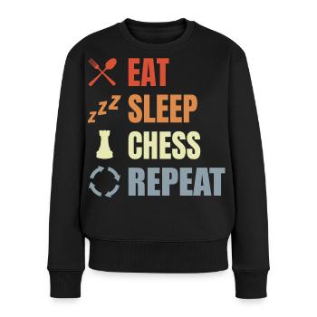 Schachspieler Motivation - Frauen Premium Bio Pullover - Schwarz - Vorne - Julia (174cm)