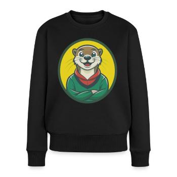 loutre mignon kawaii dessin animé clipart animal de compagnie - Pull Premium bio Femme - noir - Devant - Julia (174cm)
