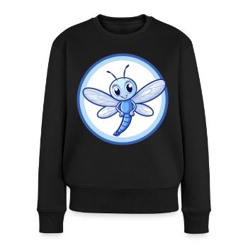 Dragonfly Blue Kawaii Cartoon Character Clipart - Women's Premium Organic Jumper - black - Front - Julia (174cm)