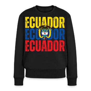 Flagge von Ecuador, ecuadorianischer Stolz - Frauen Premium Bio Pullover - Schwarz - Vorne - Julia (174cm)
