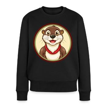 loutre coloré kawaii dessin animé personnage clipart - Pull Premium bio Femme - noir - Devant - Julia (174cm)