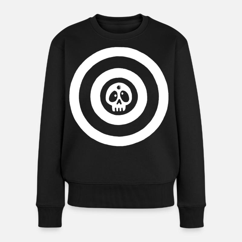 Weißer Zielschädel - Frauen Premium Bio Pullover - Schwarz