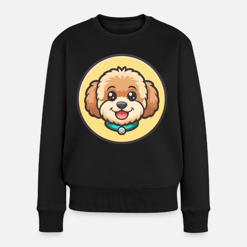 Maltipoo Hunderasse Bunte Karikatur Kawaii Clipart - Frauen Premium Bio Pullover - Schwarz