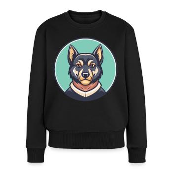 Molosse D’épire Chien Race Dessin Animé Kawaii - Pull Premium bio Femme - noir - Devant - Julia (174cm)