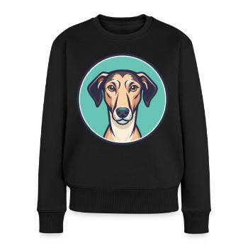 Sloughi Hunderasse Zeichentrickfigur Kawaii Clipart - Frauen Premium Bio Pullover - Schwarz - Vorne - Julia (174cm)