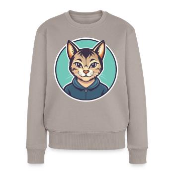 Asiatische Katzenrasse Karikatur Kawaii Tier Haustier - Frauen Premium Bio Pullover - Taupe - Vorne - Julia (174cm)