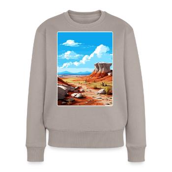 Petrified Forest Nationalpark Arizona Travel Card - Frauen Premium Bio Pullover - Taupe - Vorne - Julia (174cm)