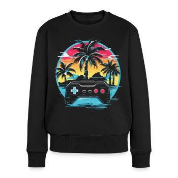 Videospiele Vaporwave - Frauen Premium Bio Pullover - Schwarz - Vorne - Julia (174cm)