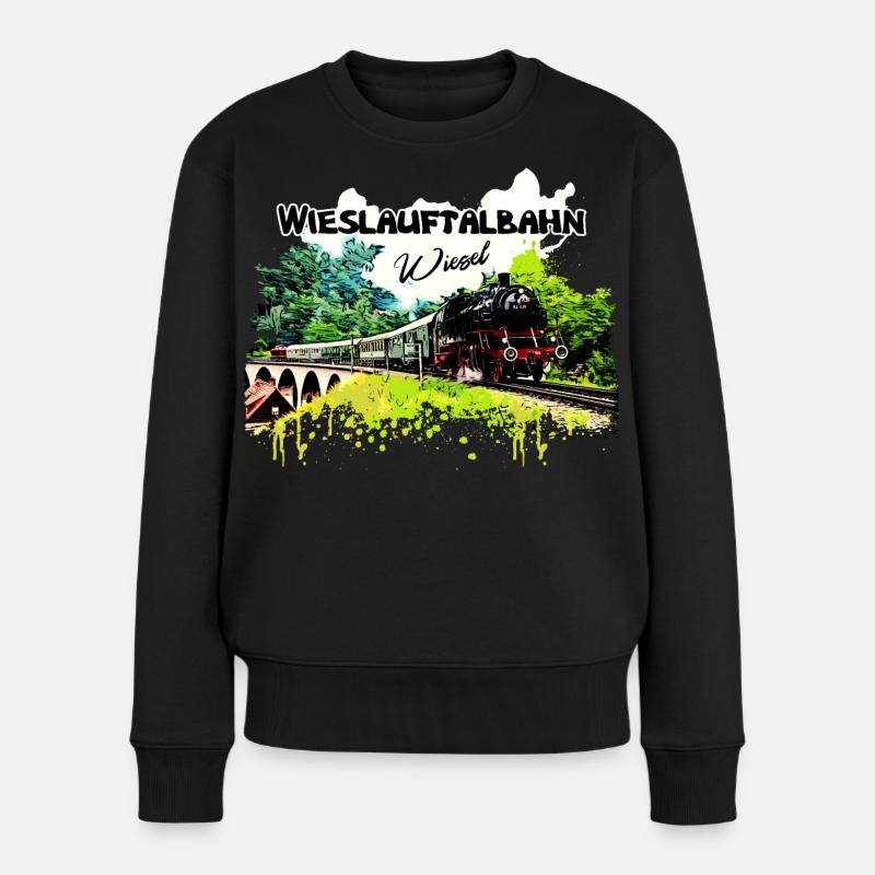 Wieslauftalbahn Schwäbische Waldbahn Wiesel - Frauen Premium Bio Pullover - Schwarz