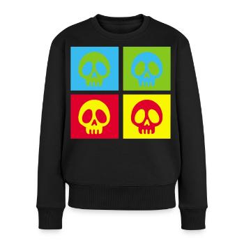 Pop-Art-Manga-Totenkopf - Frauen Premium Bio Pullover - Schwarz - Vorne - Julia (174cm)