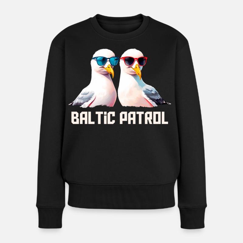 Baltic Patrol Möwen - Frauen Premium Bio Pullover - Schwarz