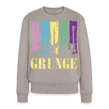 Grunge-Gitarre Farbe Pop Rock Vintage-Stil - Frauen Premium Bio Pullover - Taupe - Vorne - Julia (174cm)