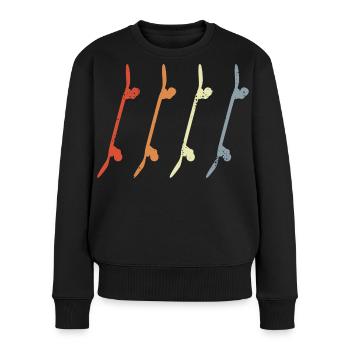Skateboards Retro Look - Frauen Premium Bio Pullover - Schwarz - Vorne - Julia (174cm)