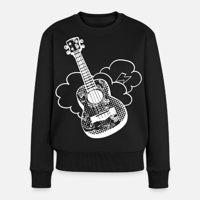 Lustige Ukulele - Frauen Premium Bio Pullover - Schwarz