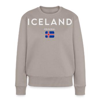 Flagge von Island, Isländischer Stolz - Frauen Premium Bio Pullover - Taupe - Vorne - Julia (174cm)