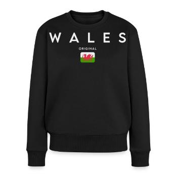 Flagge von Wales, walisischer Stolz - Frauen Premium Bio Pullover - Schwarz - Vorne - Julia (174cm)