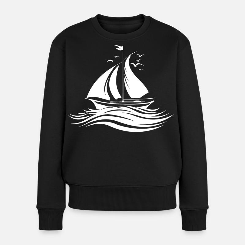 Segeln Skizze - Frauen Premium Bio Pullover - Schwarz