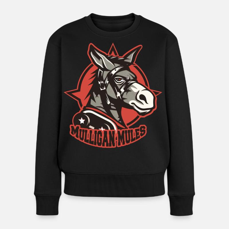Mulligan Mules Maskottchen-Logo - Frauen Premium Bio Pullover - Schwarz
