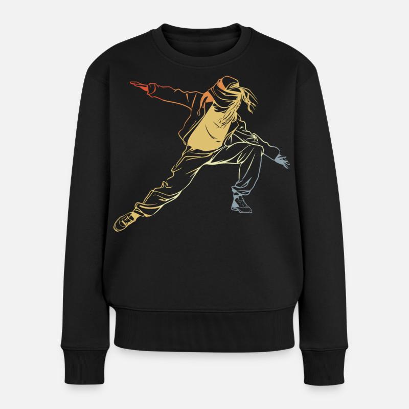Vintage Breakdancerin - Frauen Premium Bio Pullover - Schwarz