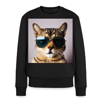 Chat avec des lunettes de soleil - Pull Premium bio Femme - noir - Devant - Julia (174cm)