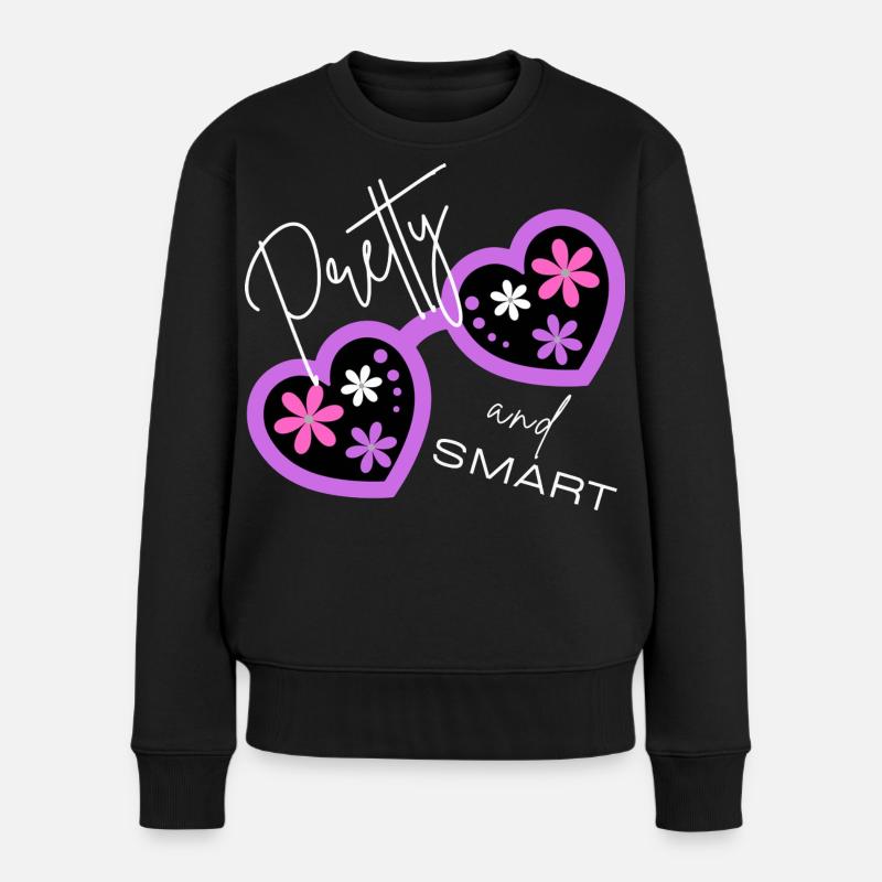 Pretty & Smart - Verspieltes Design - Frauen Premium Bio Pullover - Schwarz