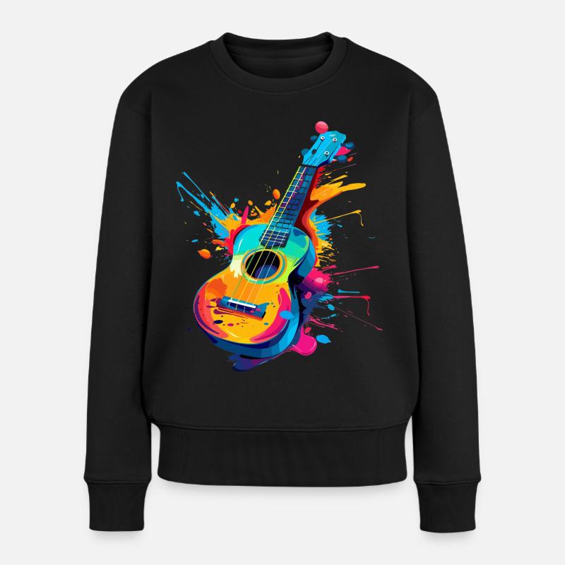 Ukulele Streetart - Frauen Premium Bio Pullover - Schwarz