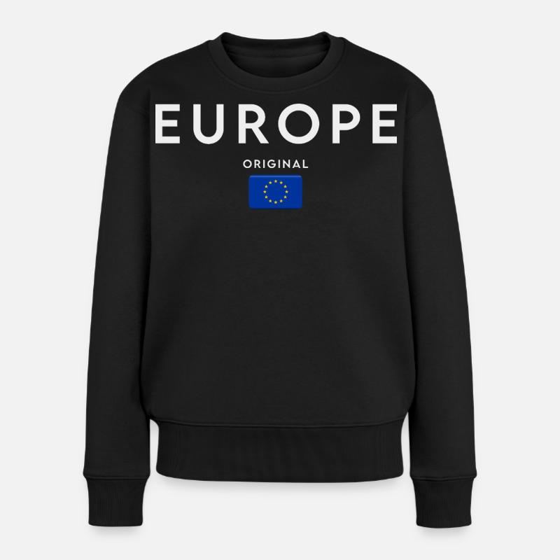 Flagge Europas, europäischer Stolz - Frauen Premium Bio Pullover - Schwarz