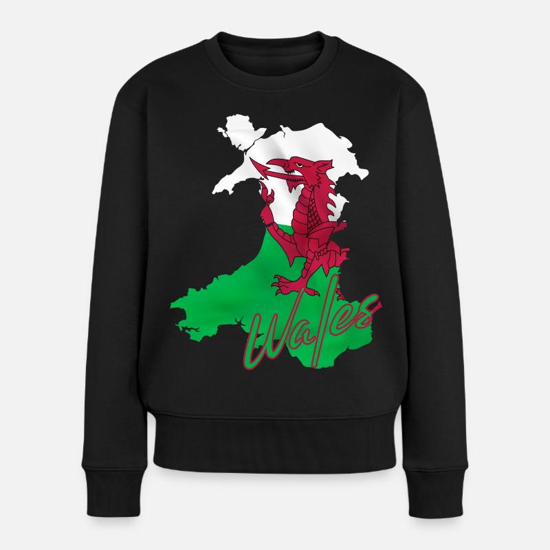 Flagge von Wales, walisischer Stolz - Frauen Premium Bio Pullover - Schwarz
