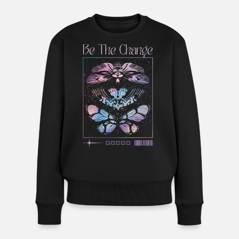 Be The Change – Schmetterlings-Transformation - Frauen Premium Bio Pullover - Schwarz