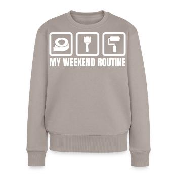Meine Wochenendroutine - Frauen Premium Bio Pullover - Taupe - Vorne - Julia (174cm)
