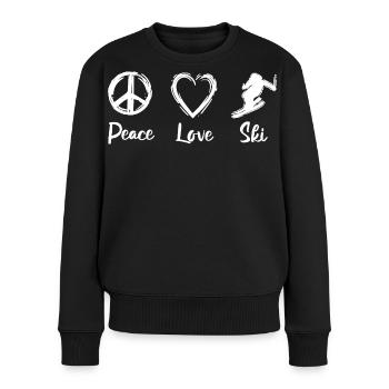 Peace Love Ski - Frauen Premium Bio Pullover - Schwarz - Vorne - Julia (174cm)