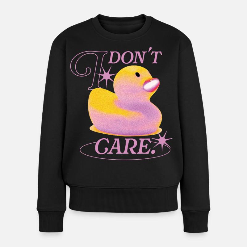 I Don’t Care Duck - Frauen Premium Bio Pullover - Schwarz