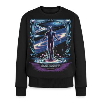 Kosmisches Selbst | Zitat von Alan Watts Universe - Frauen Premium Bio Pullover - Schwarz - Vorne - Julia (174cm)