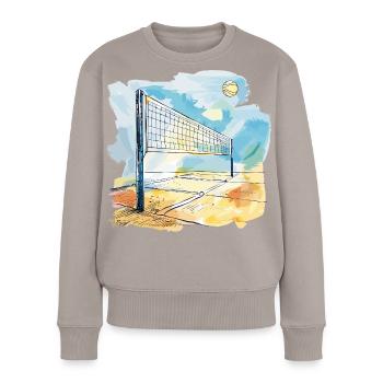 Terrain de volley-ball - Pull Premium bio Femme - taupe - Devant - Julia (174cm)