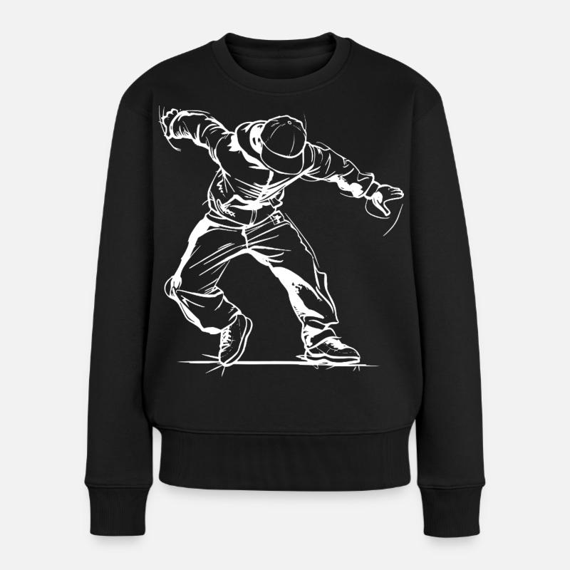 Breakdancer Skizze - Frauen Premium Bio Pullover - Schwarz
